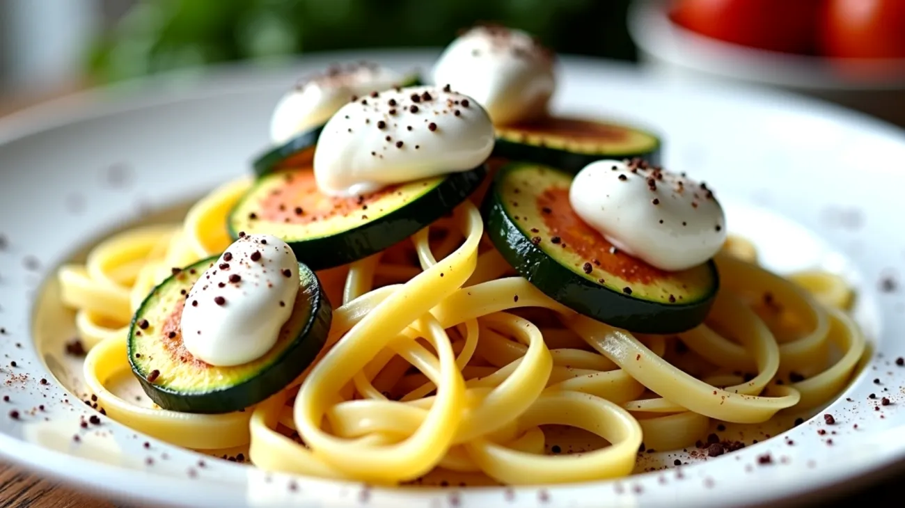 Tagliatelle fresche speck trentino zucchine novelle"