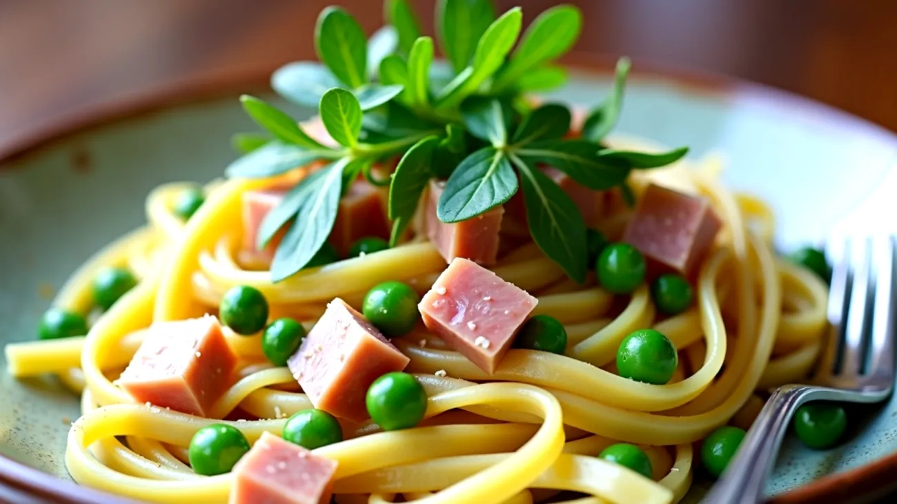 Tagliatelle rustiche tonno piselli rucola"