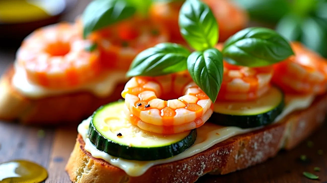 Ulivi panorami marini bruschette gamberi zucchine"